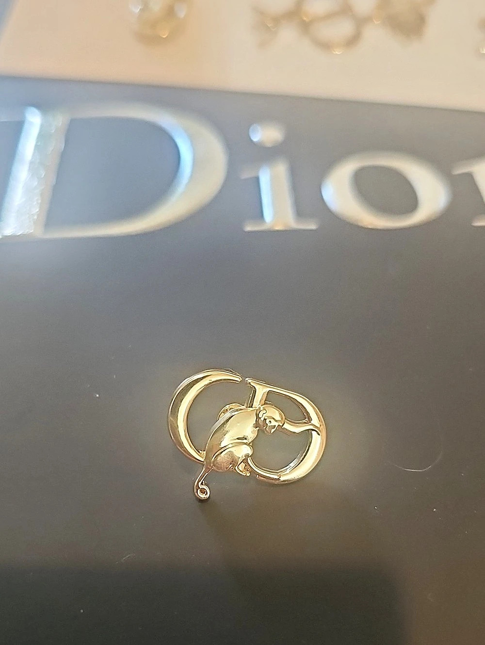 Dior Gold-Tone C.D. monkey Pin/)Brooch - Picture 1 of 6